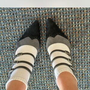 Chic Black and Gray Pointed Toe Heels